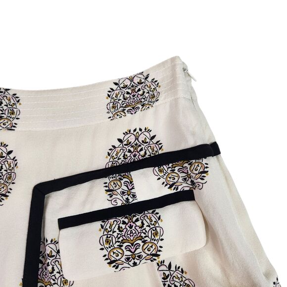 A.L.C. Skirt Womens 0 Cream Black Silk Geometric Medallion Flare Ballet Siren - Picture 3 of 11